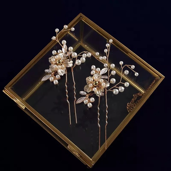 Anthropologie Pearl Gold Wire Hair 1-Pin Accessories Updo Clip On 1pcs - Picture 5 of 16